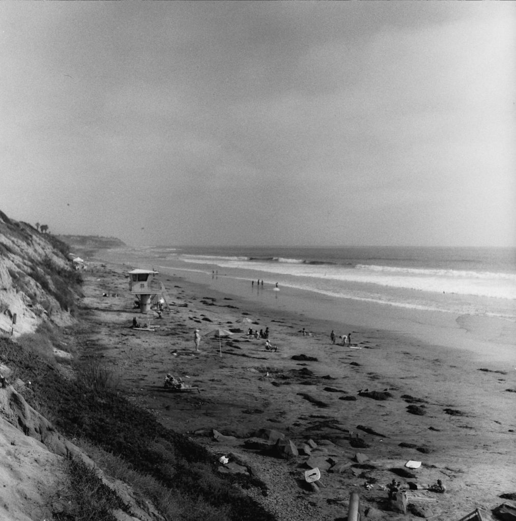 Beach in Carlsbad, CA in black and white